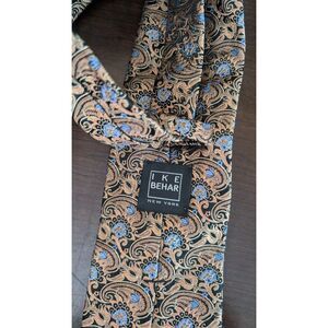 IKE BEHAR Gold Blue Silk Blend Tie Made In USA